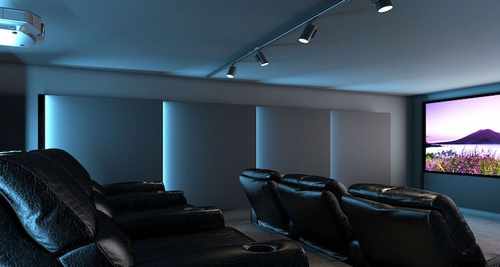 Home Theater with Artistic Acoustic Panels