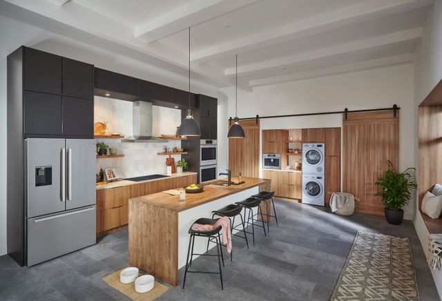 Credit: Bosch Front view of a modern kitchen with Bosch appliances