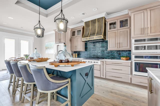 Front view of a luxury kitchen with Cafe appliances