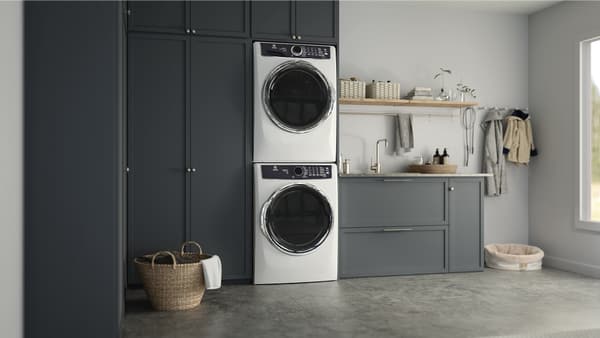 Electrolux 300 Series 4.5 Cu. Ft. Washer, 8.0 Cu. Ft. Gas Dryer White Stack Laundry