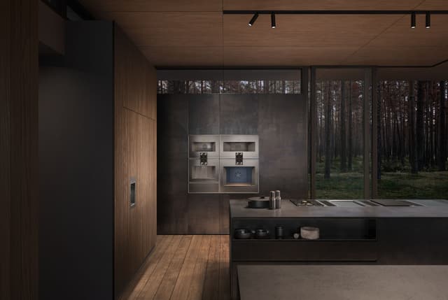 Front view of a luxury kitchen with luxury appliances Front view of a luxury kitchen with luxury appliances