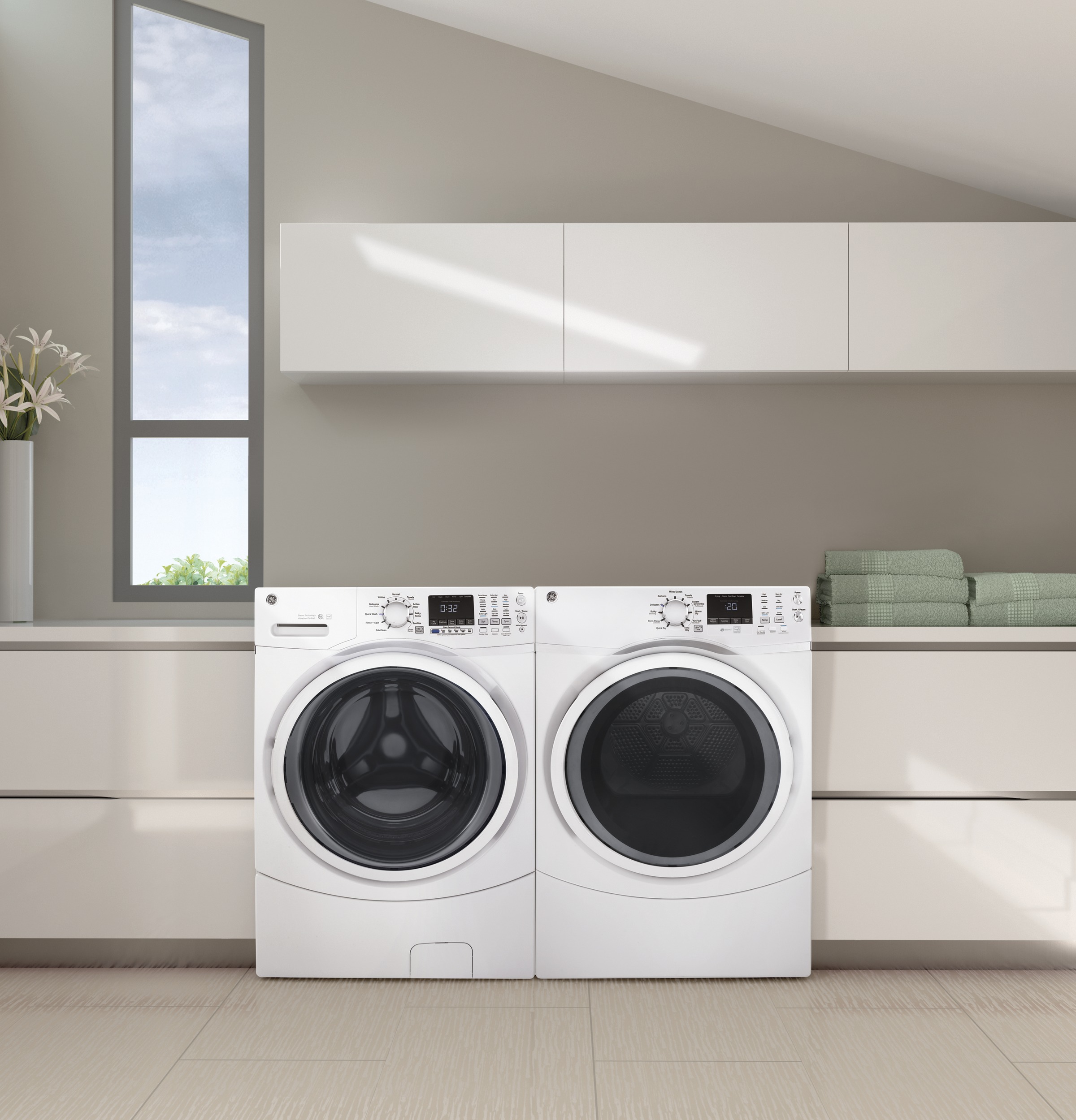 GE Laundry Pair in a home setting