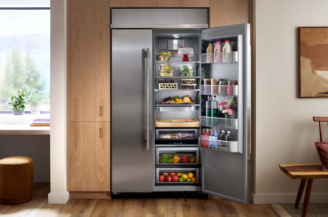KitchenAid Side by Side Refrigerator Set in Modern Kitchen