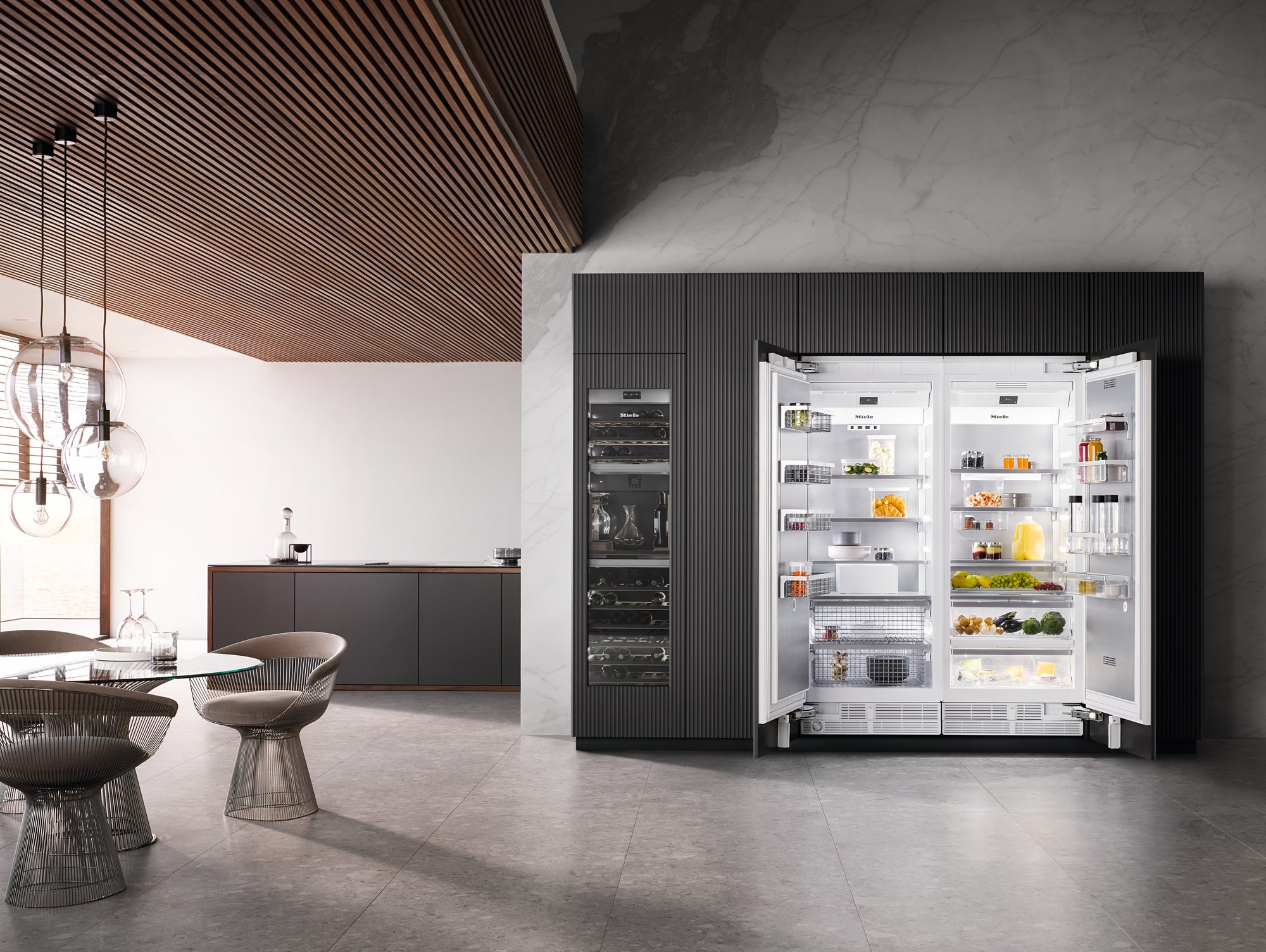 Panel ready refrigerator integrated with custom cabinetry in a luxury kitchen