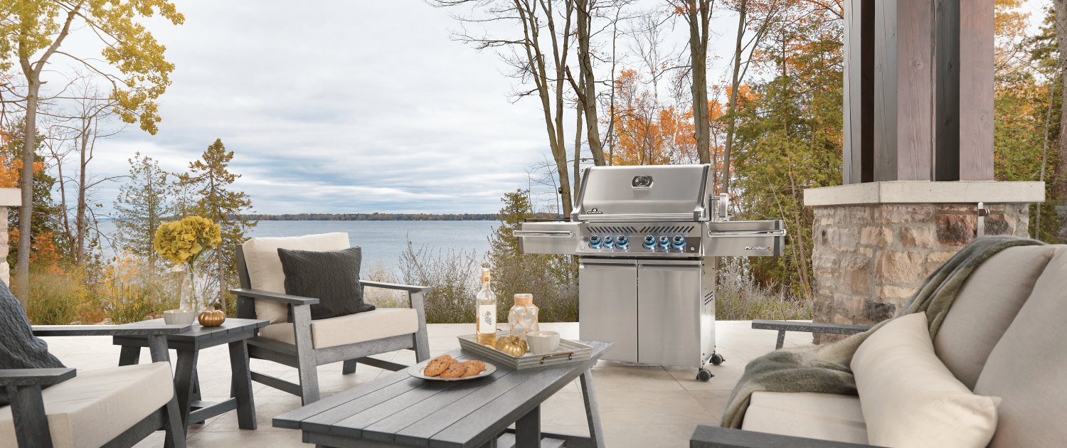 Napoleon Prestige Pro grill on a patio Napoleon Prestige Pro grill on a patio