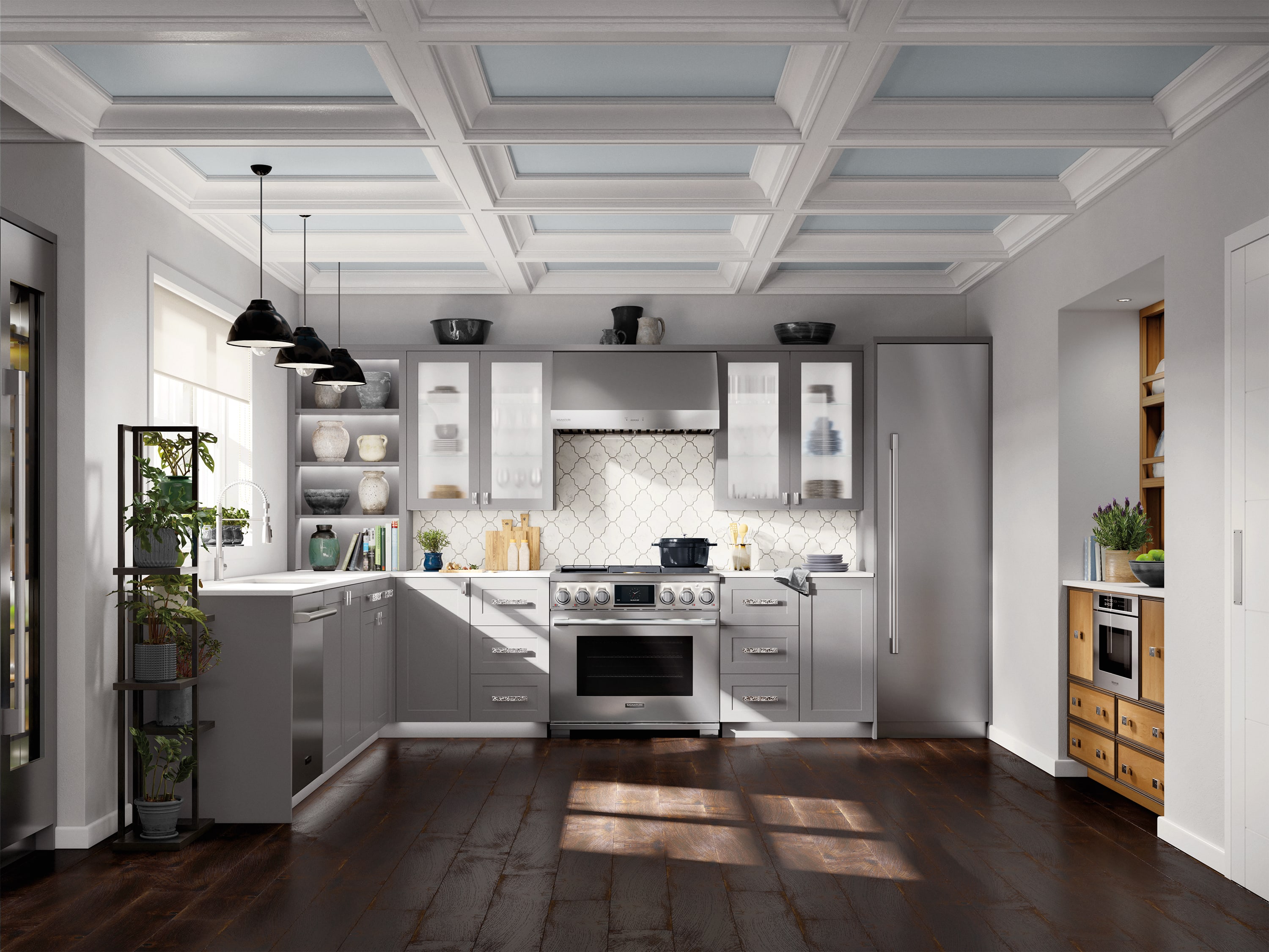 Credit: SKS Front view of a modern kitchen with SKS appliances