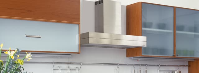 Front view of Vent-a-Hood wall mounted range hood in a modern kitchen