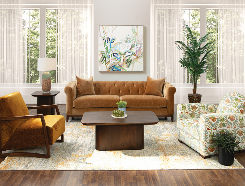 Jonathan Louis Orange living room