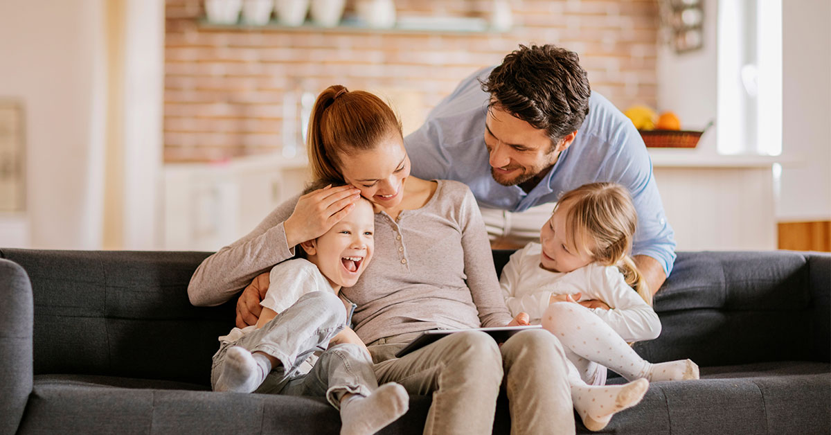family on couch