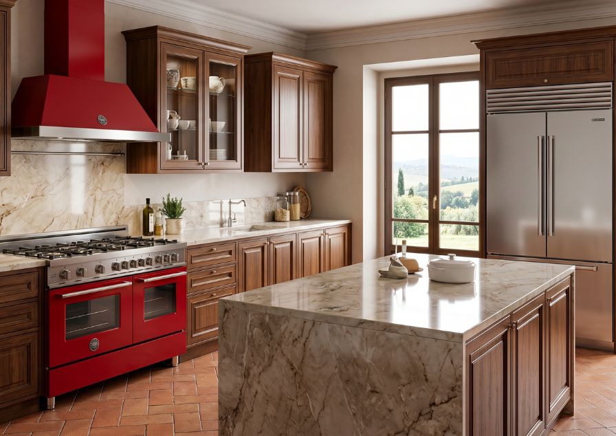 elegant italian kitchen design with bertazzoni