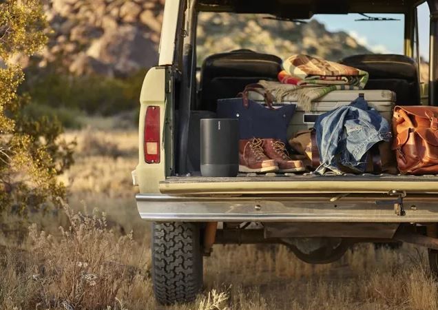 portable sonos speaker in an outdoor setting