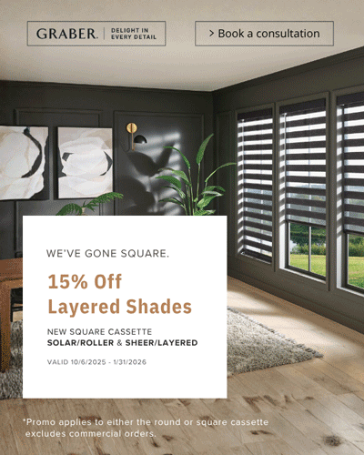 Save 15% on Graber Square Cassette Layered Window Shades
