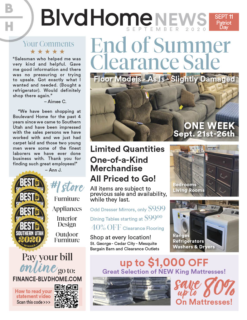 Boulevard Home September 2020 newsletter page 1