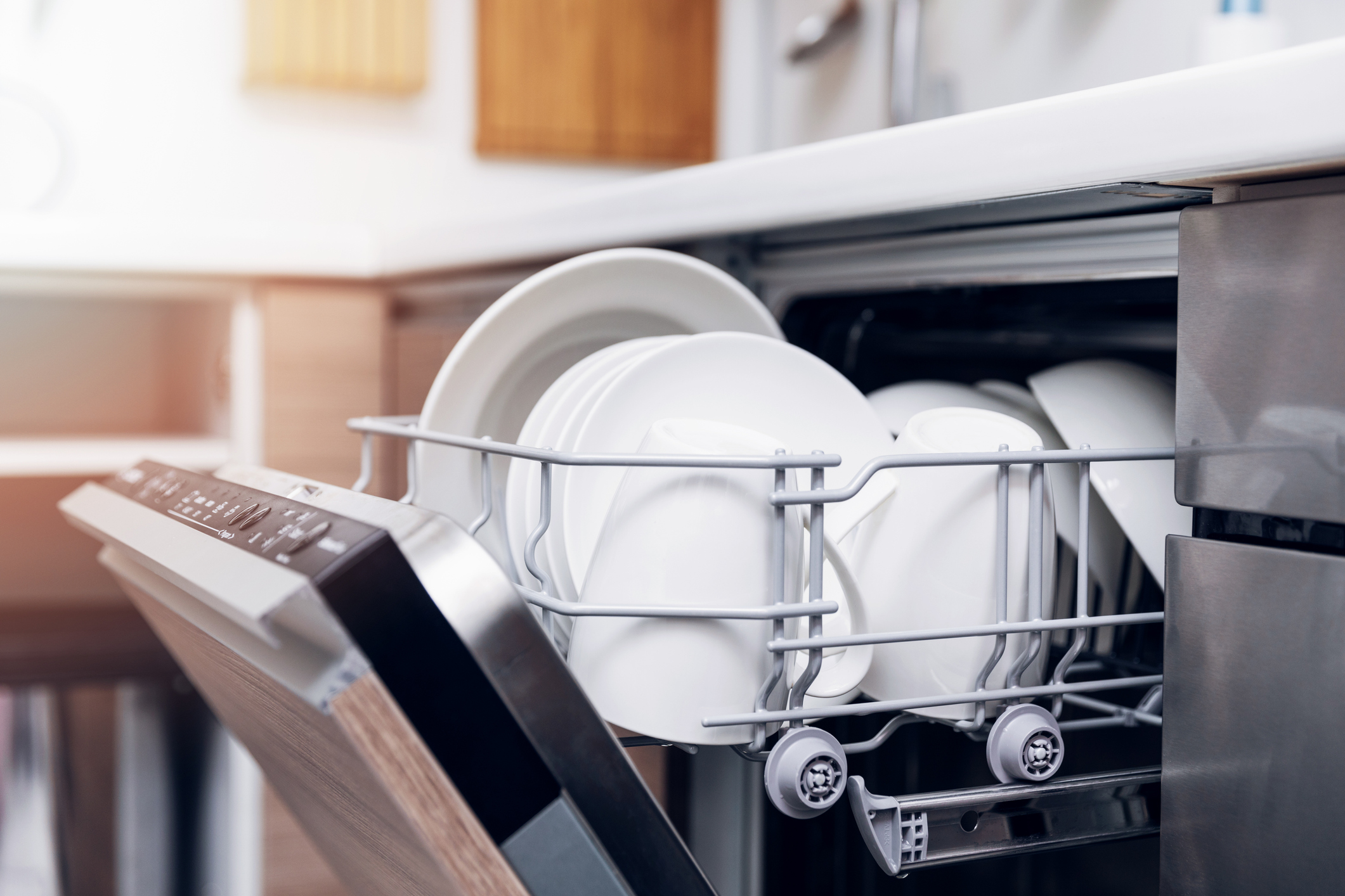 dishwasher full of clean dishes