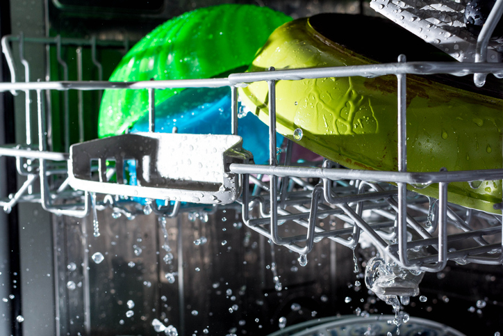 dishes being cleaned in the dishwasher