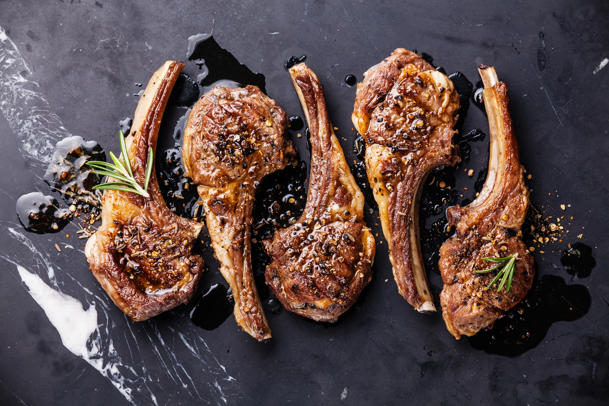 lamb chops and herbs
