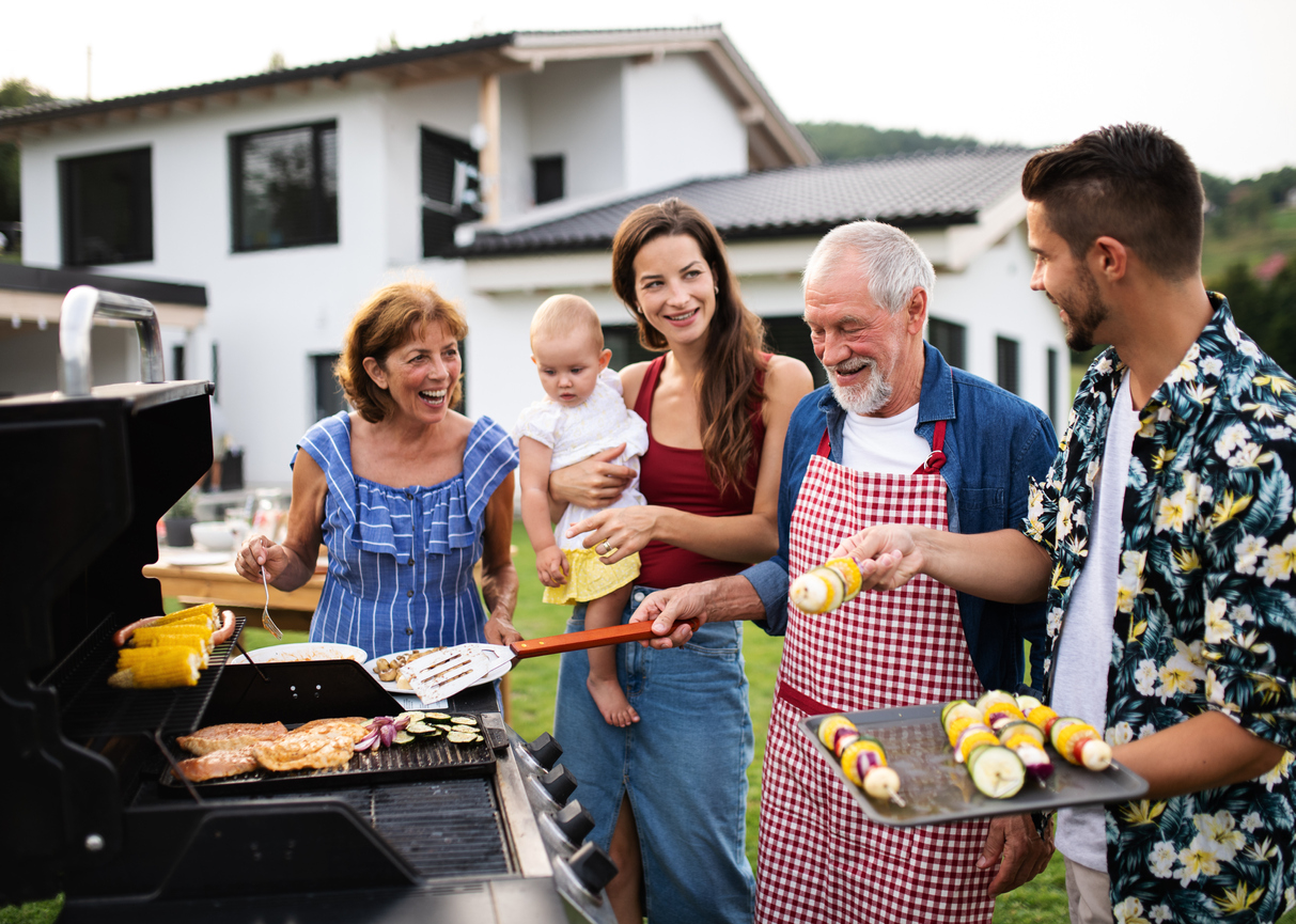 grilling with family at a party