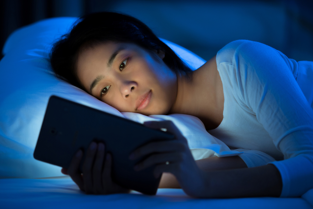 Blue lights in bed
