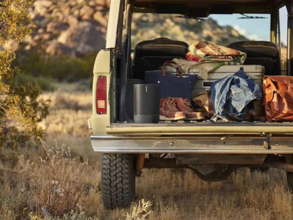 sonos move speaker in back of truck parked in the country