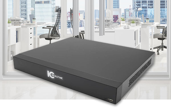 IC Realtime Recorders product overlaid on a conference room image