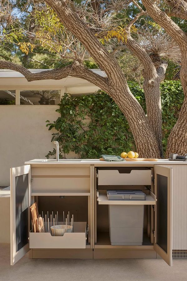outdoor kitchen cabinet detail shot