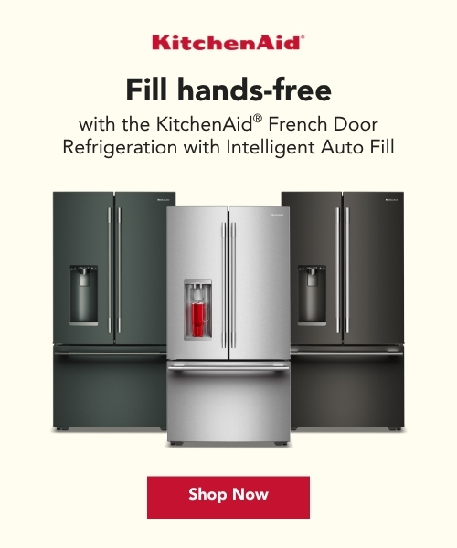 Fill hands-free with the KitchenAid® French Door Refrigeration with Intelligent Auto Fill. Shop Now