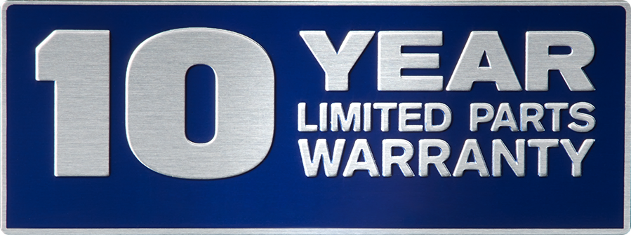 10 Year Limited Parts Warranty
