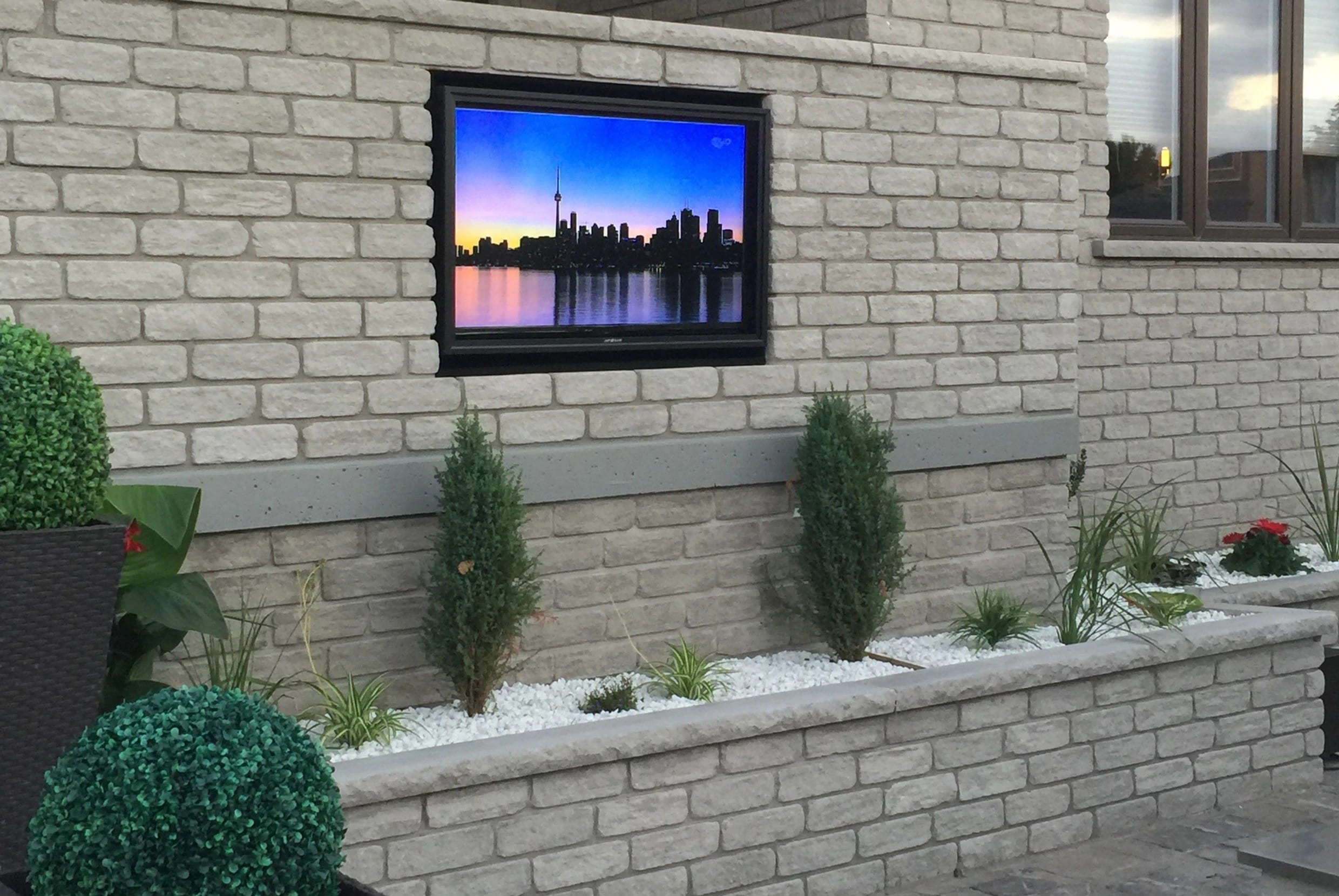 Weatherproof TV on Patio Wall