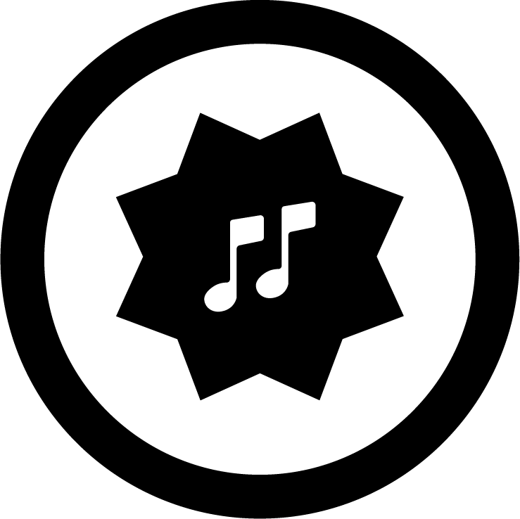 Quarter Notes in Star Burst Icon