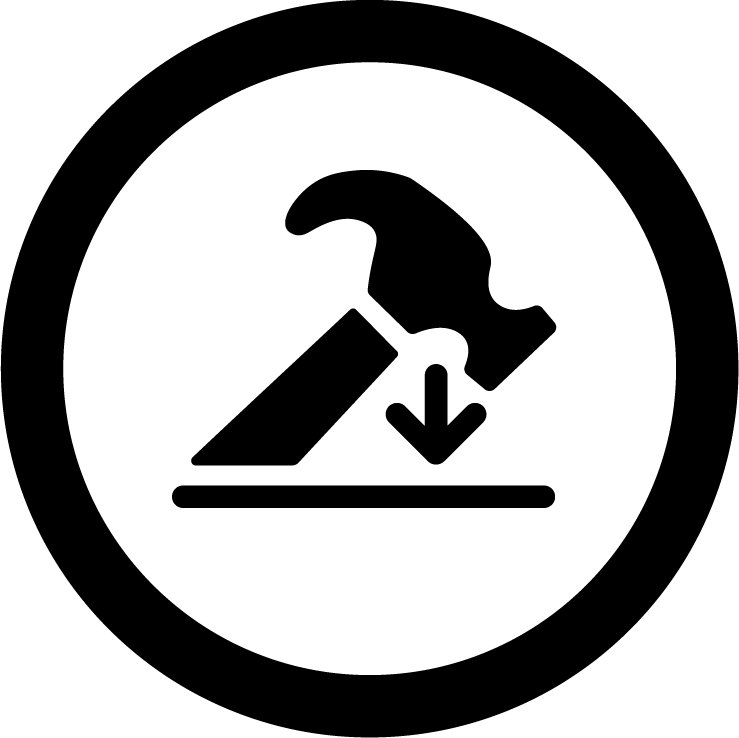 Hammer With Down Indicator Arrow Icon