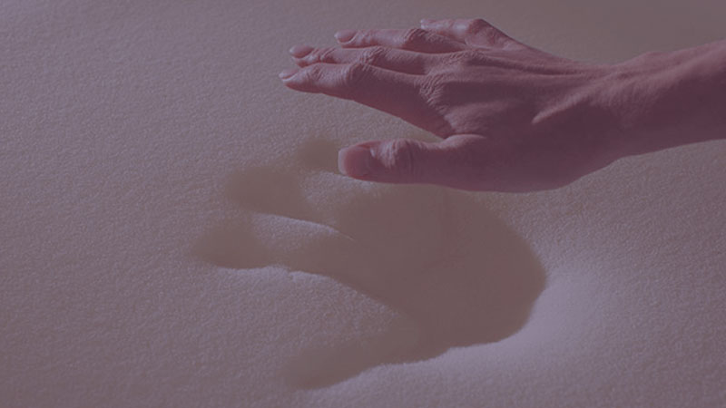 hand print in memory foam