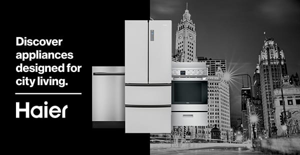Modern kitchen with Haier appliance suite