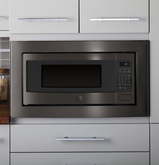 Ge Profile 1 1 Cu Ft Black Stainless Steel Countertop Microwave