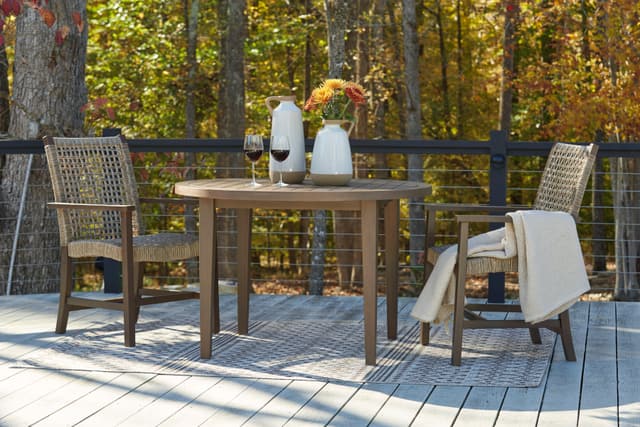Signature Design by Ashley® Germalia Brown Outdoor Dining Table and 2 Arm Chairs-1