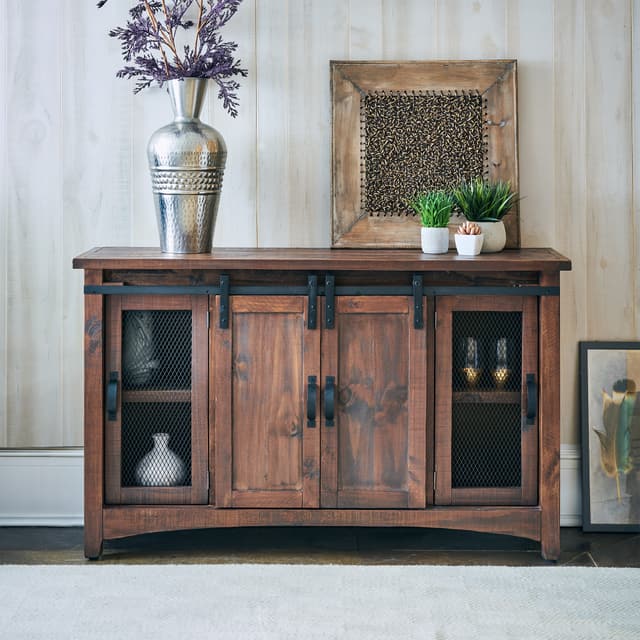 Elements International Rustic Barn Door TV Console-0