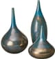 Olliix by Madison Park Signature Blue Metal Set of 3 Aurora Handmade Rainbow Glass Vases-0