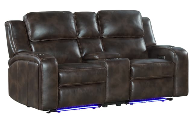 Intercon Silhouette Bolero Coffee Dual-Power Reclining Console Loveseat-1