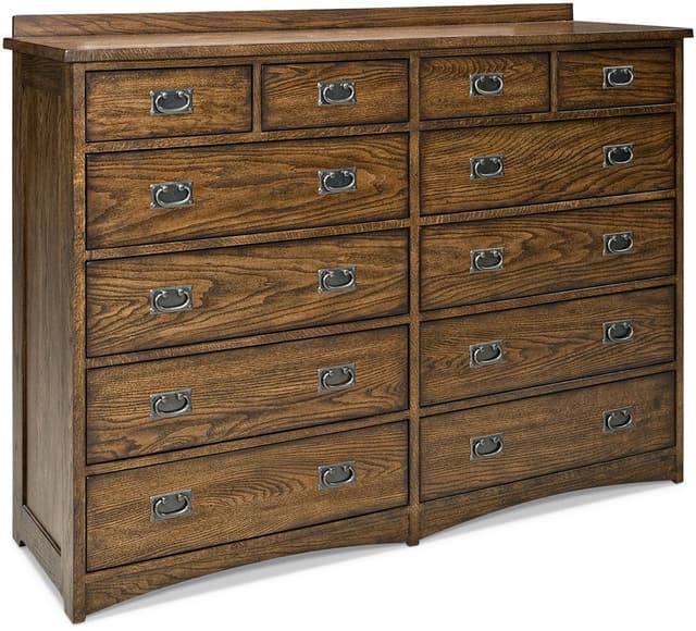 Intercon Oak Park Mission 12 Drawer Dresser and Mirror-1
