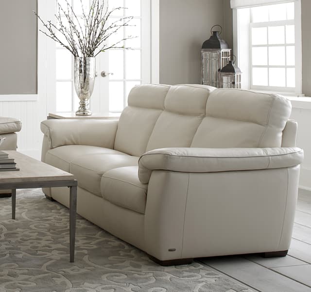Natuzzi Editions Living Room Large White Italian Leather Sofa-1