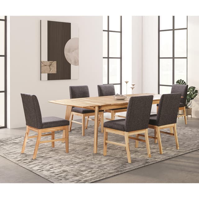 A-America® Esmond Brown Leg Dining Table & 6 Gray Chairs-0