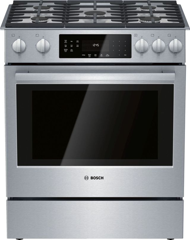 Bosch 800 Series 31 5 Stainless Steel Slide In Gas Range