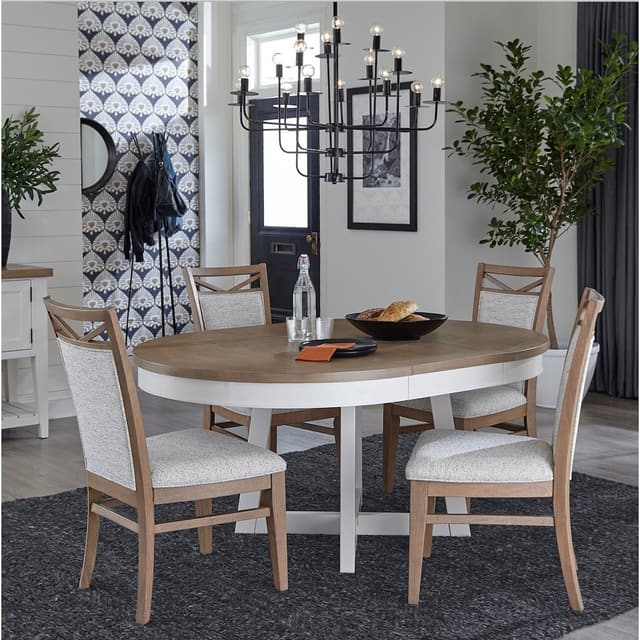 Parker House® Americana Modern Dining Weathered Cotton and Cotton Dining Table with 4 Chairs-0