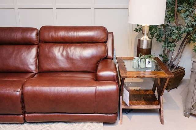 RUSSET LEATHER RECLINING SECTIONAL -2