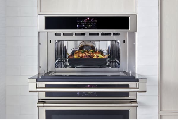 Kitchen Showcasing Monogram Statement 30" Stainless Steel Electric Speed Oven
