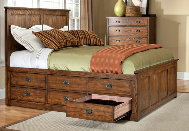 Intercon Oak Park Mission Queen Captain's Storage Bed-0