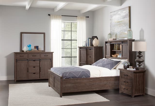 Jofran Inc. Madison County Barnwood King Barn Door Storage Bed-0