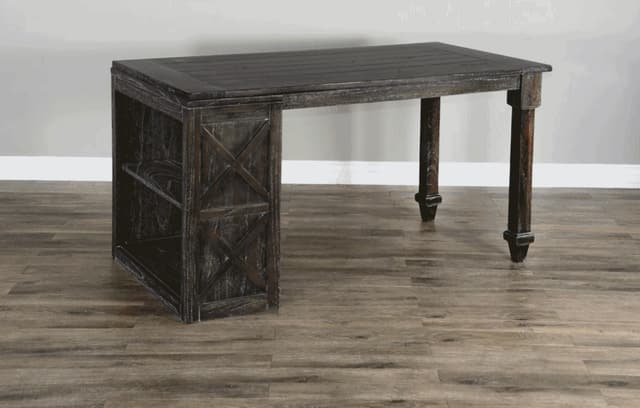 Sunny Designs European Dark Charcoal Gray Bookcase and Desk Return-3