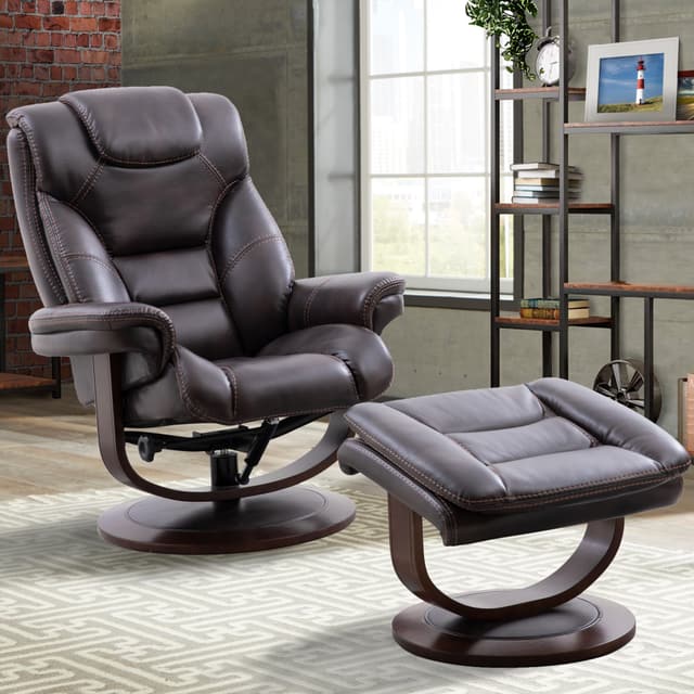 Parker House® Monarch Truffle Manual Reclining Swivel Chair and Ottoman-1