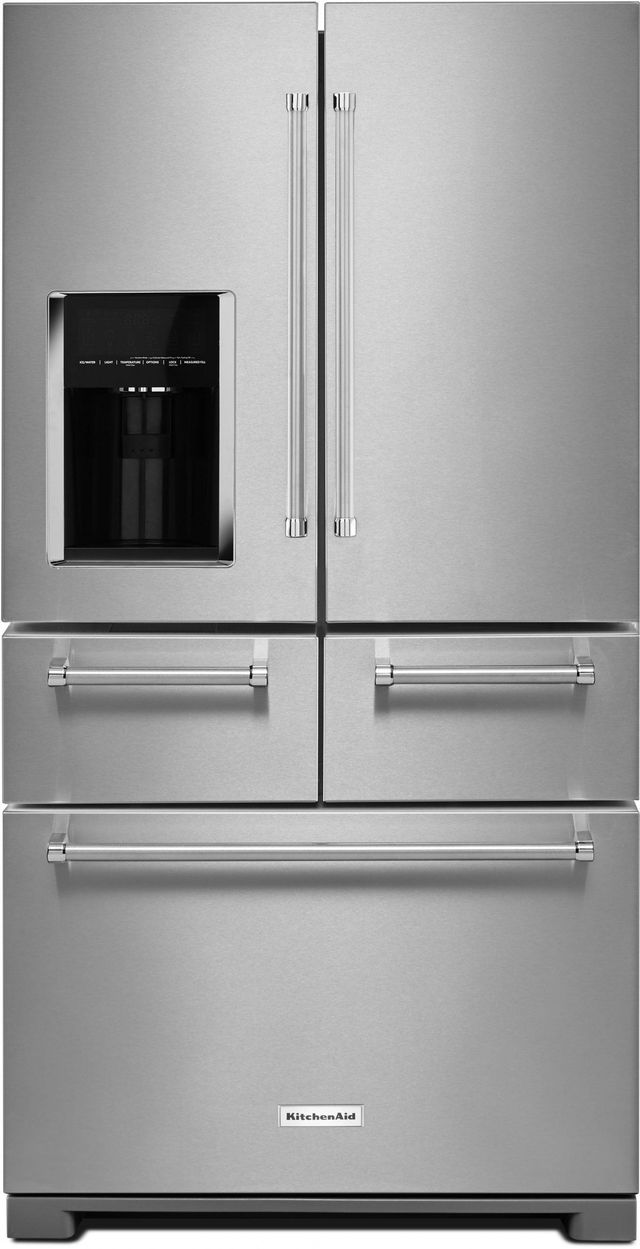 Kitchenaid 25 76 Cu Ft Stainless Steel French Door Refrigerator Krmf706ess