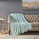 Olliix by Madison Park Zuri 1 Aqua Oversized Faux Fur Throw-1